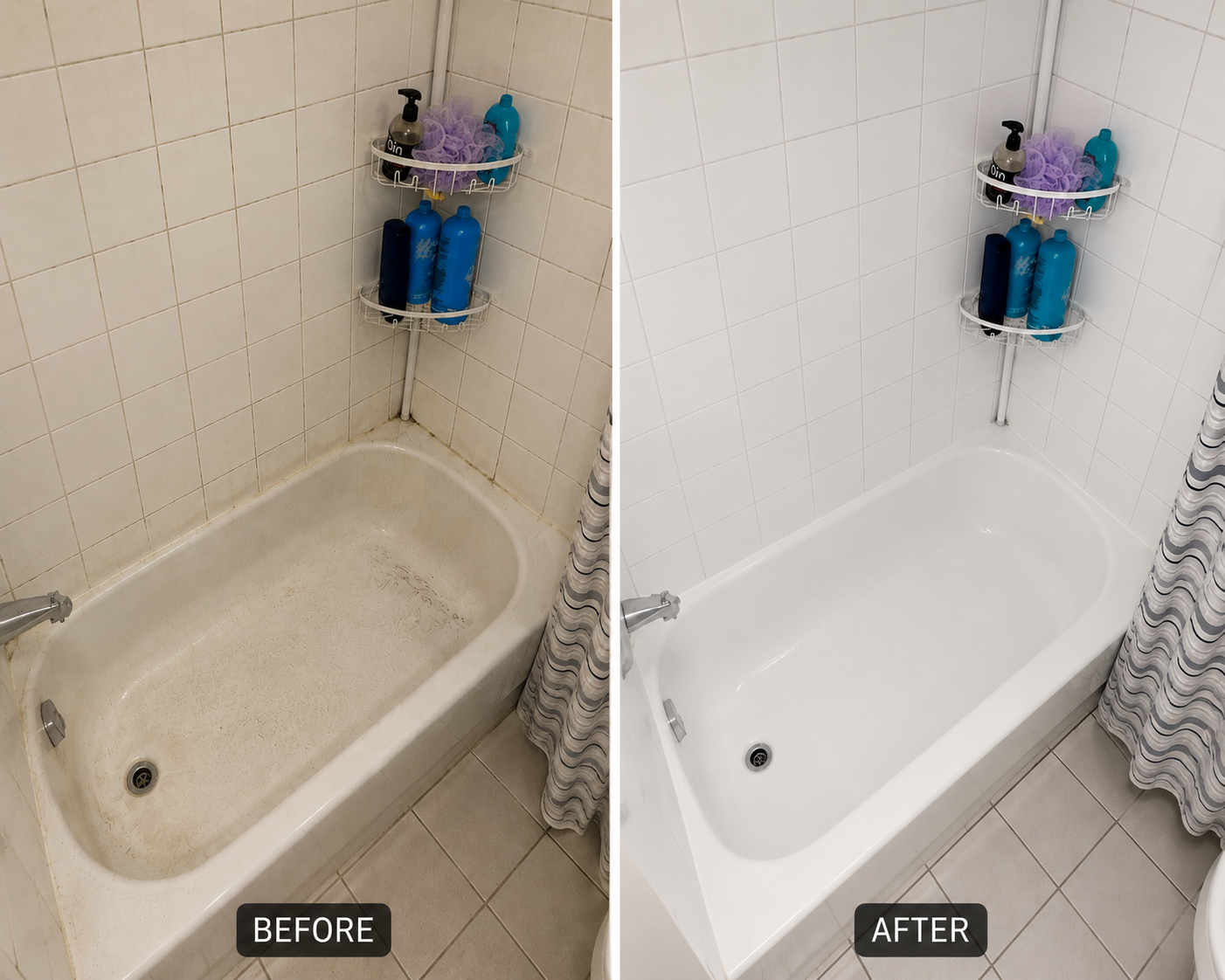 Tub Restoration before and after cleaning result