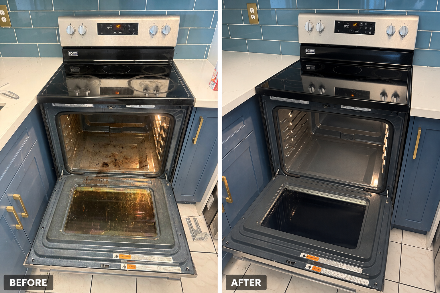 Oven Deep Clean before and after cleaning result