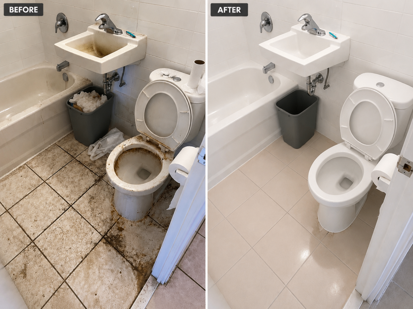 Bathroom Transformation before and after cleaning result
