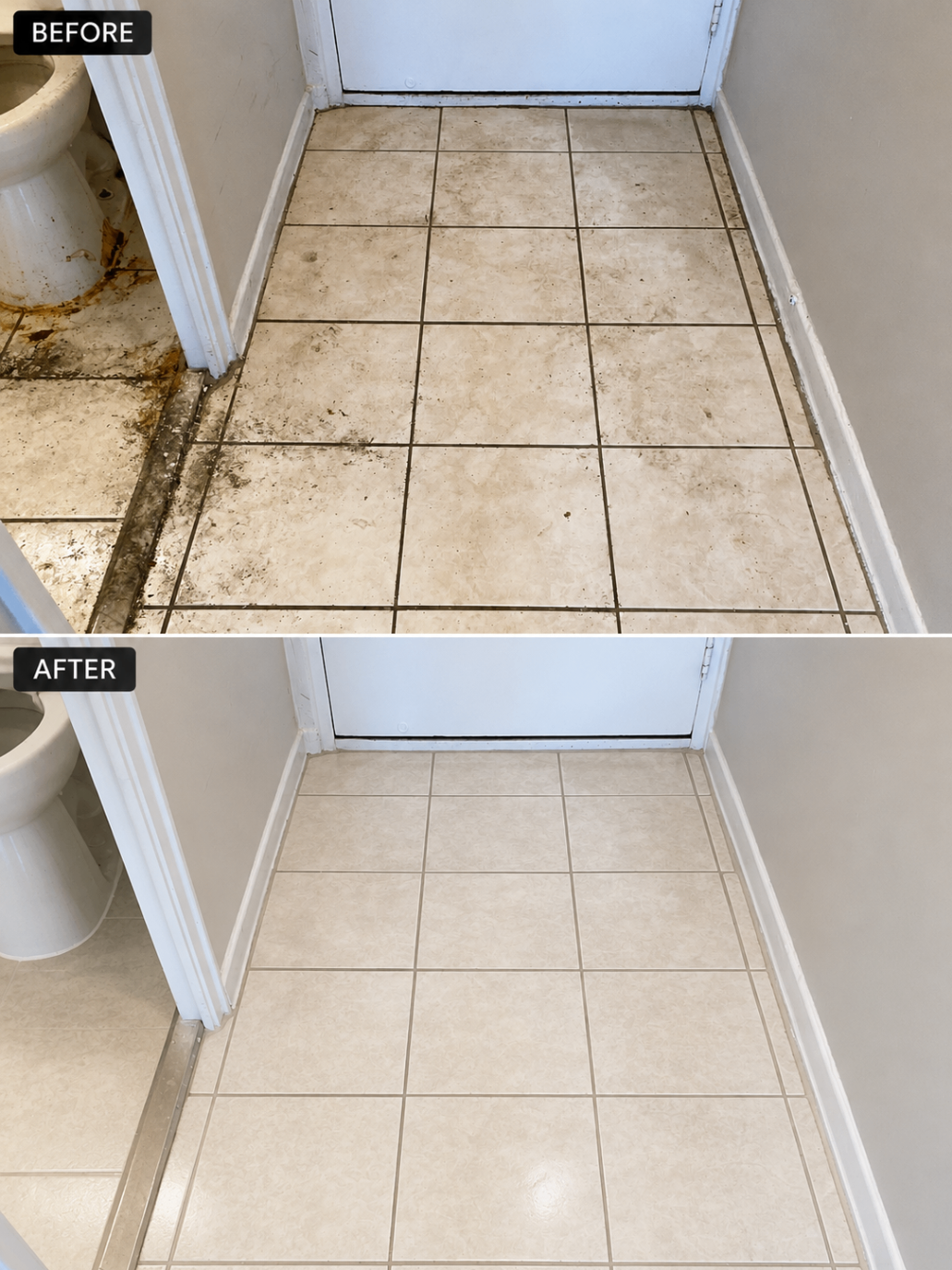 Tile Floor Refresh before and after cleaning result